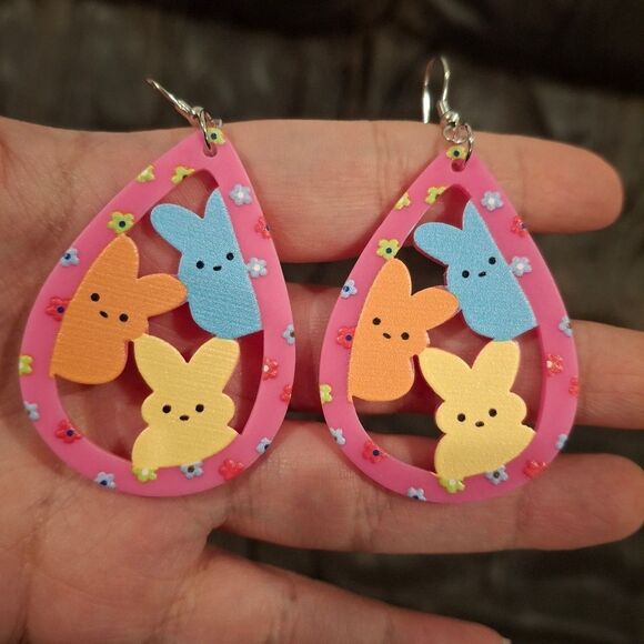 3 For 26 - Easter Resin Cut-Out Peeps Earrings - Picture 4 of 5